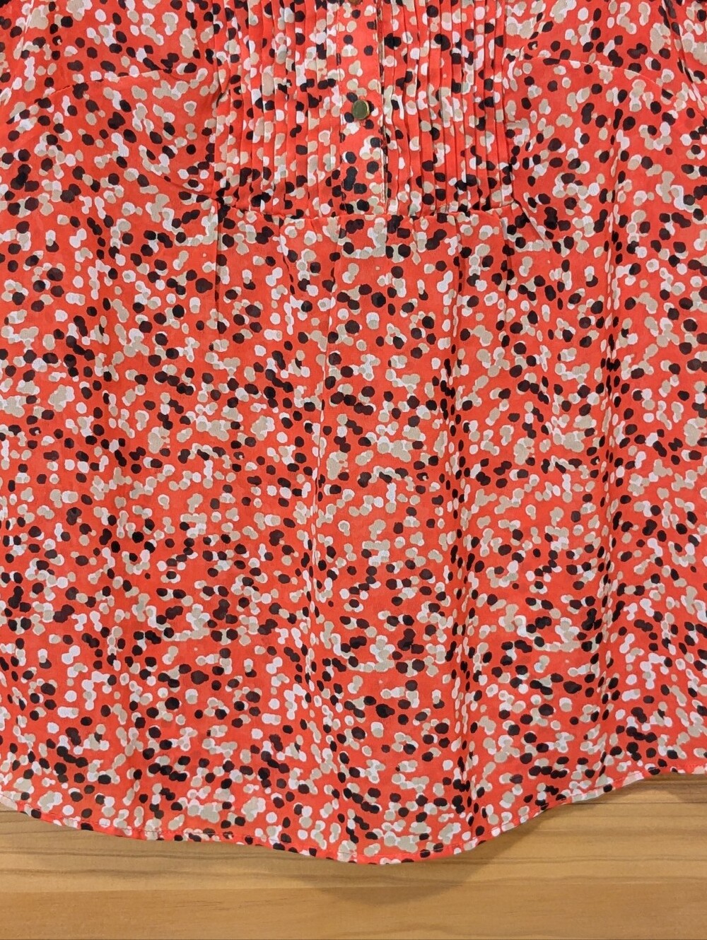 Banana Republic Top Blouse Women's XS Sleeveless Red Black Polka Dot Pintuck - Picture 9 of 10